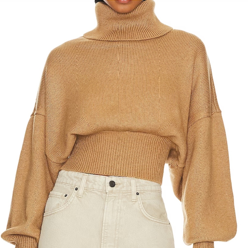 GRLFRND JOVANY CAMEL TURTLENECK SWEATER  XS